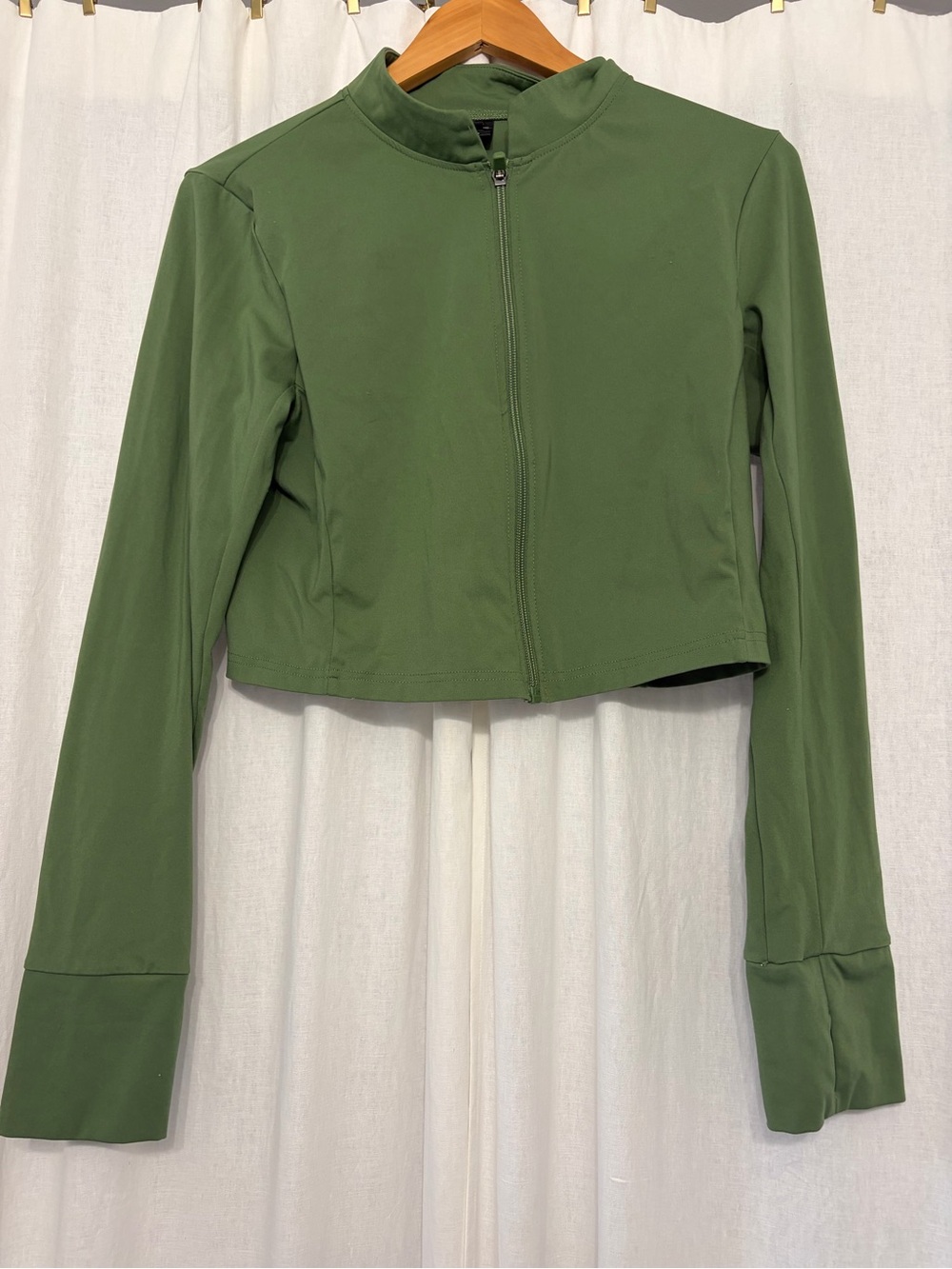 Balance Athletica Olive Green Cropped Bomber Jacket